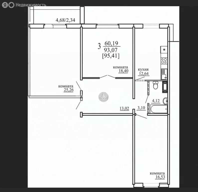 3-комнатная квартира: Челябинск, улица Маршала Чуйкова, 30 (95.41 м) - Фото 0