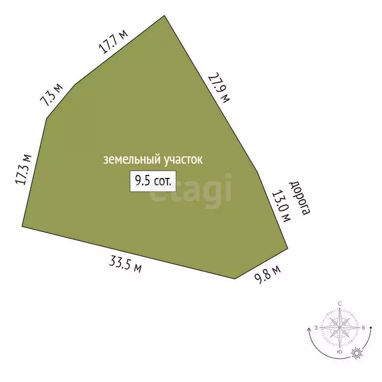 Участок в Миасс, Мирная улица (9.46 м) - Фото 1