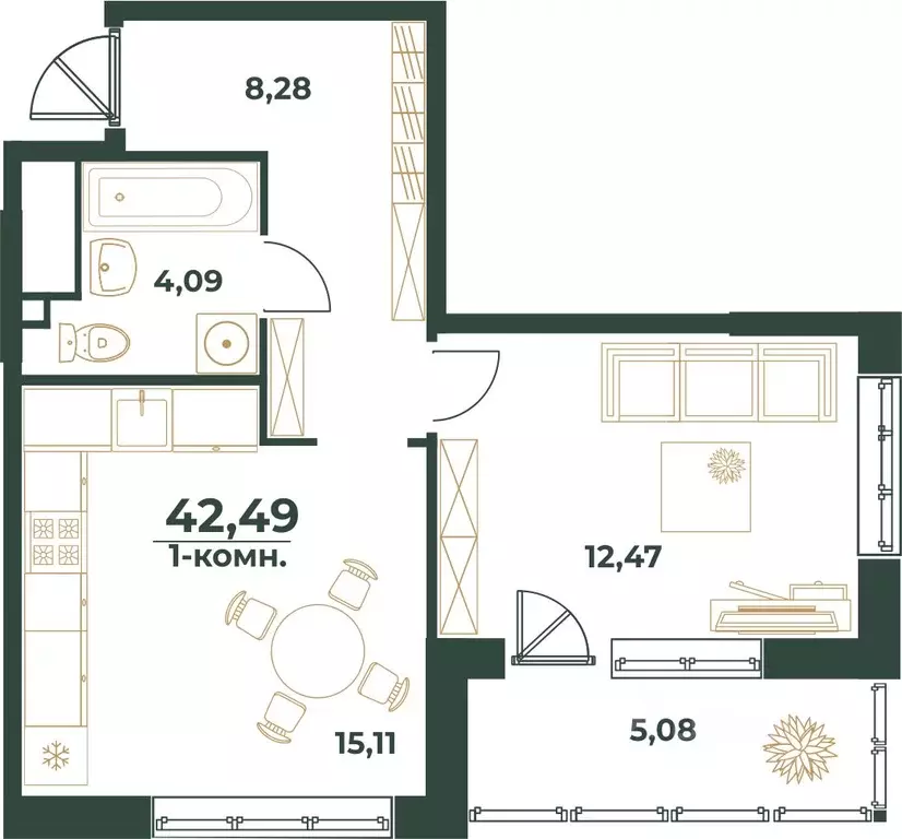1-к кв. Башкортостан, Уфа ул. Ивана Спатара, 14 (42.49 м) - Фото 1