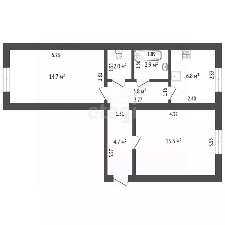 2-к кв. Самарская область, Самара ул. Луначарского, 48 (50.2 м) - Фото 2