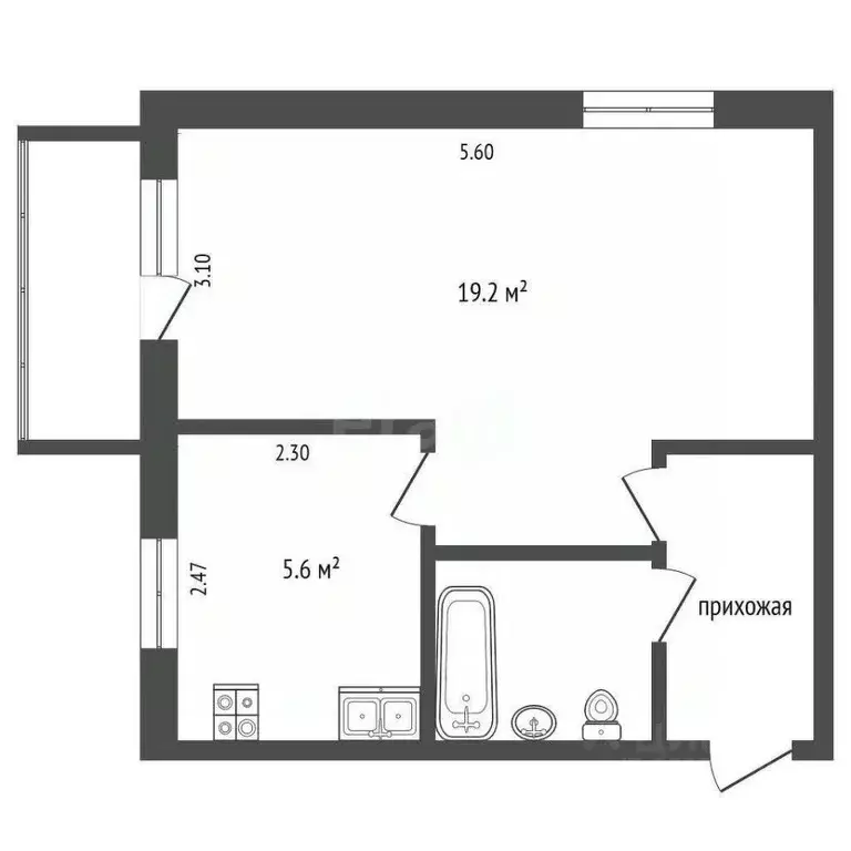 1-к кв. Тюменская область, Тюмень Севастопольская ул., 17 (33.0 м) - Фото 2