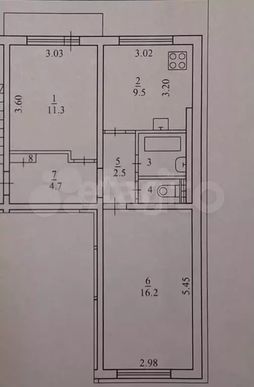 2-к. квартира, 47,6 м, 3/5 эт. - Фото 0