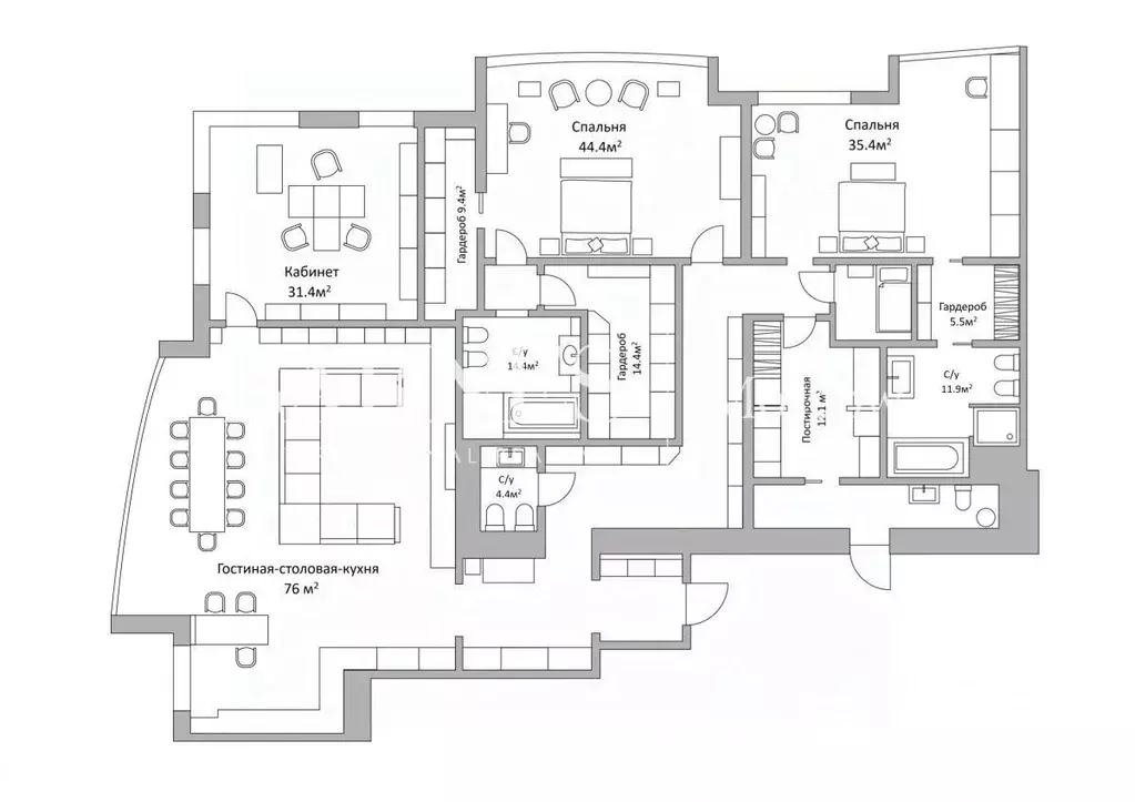 3-к кв. Москва Нежинская ул., 1к1 (309.8 м) - Фото 1