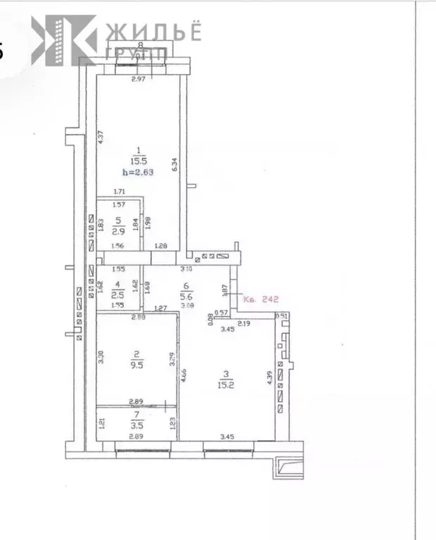 2-к кв. Татарстан, Казань ул. Азата Аббасова, 16А (54.7 м) - Фото 2