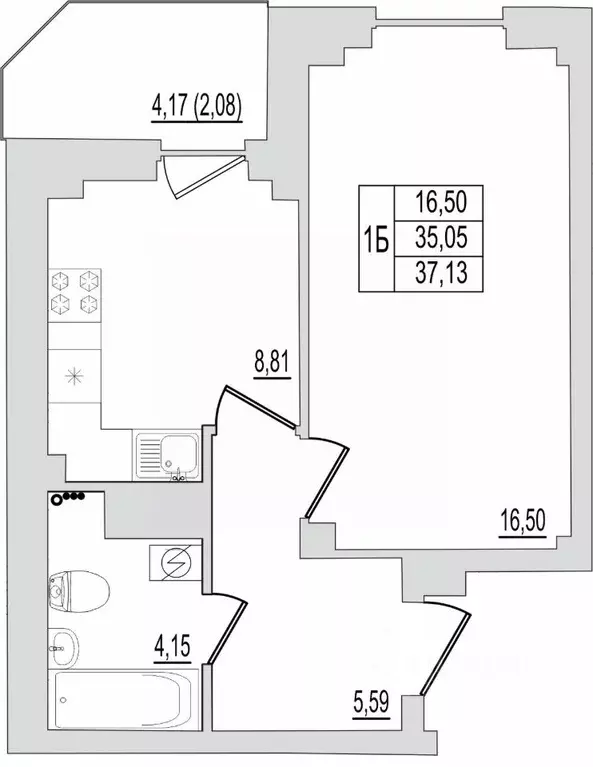 1-к кв. Псковская область, Псков Линейная ул., 87 (37.13 м) - Фото 0