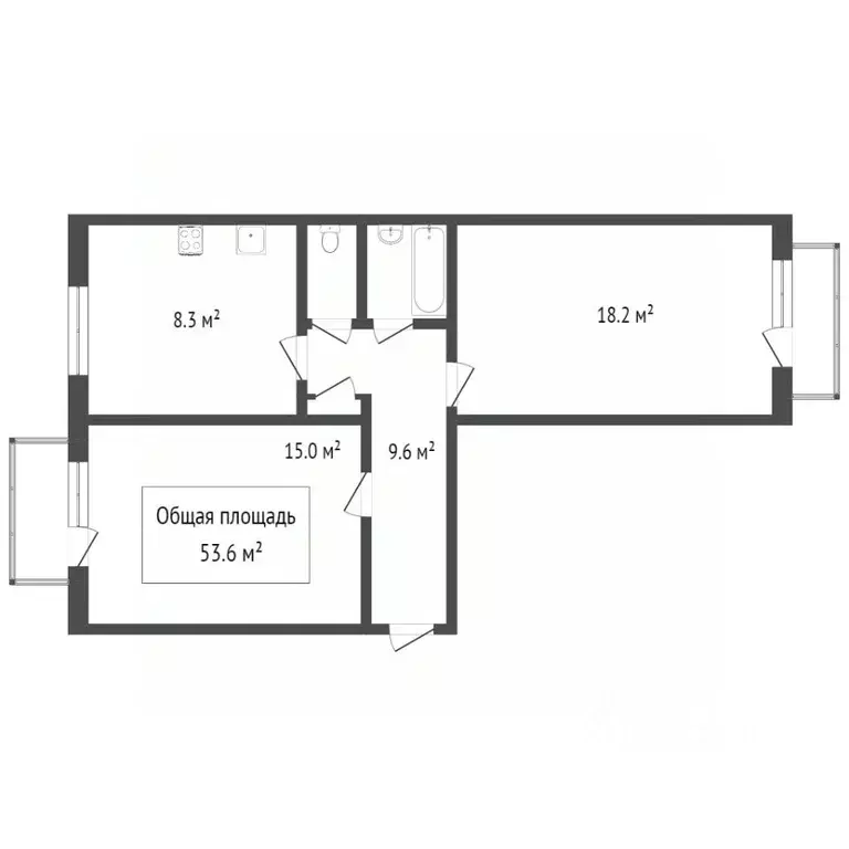 2-к кв. Новосибирская область, Новосибирск Хилокская ул., 15 (53.6 м) - Фото 0