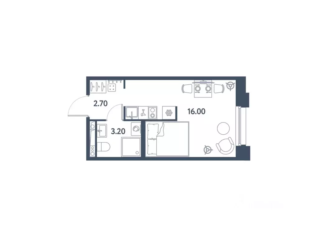 Студия Санкт-Петербург Московское ш., 13Ж (21.9 м) - Фото 0