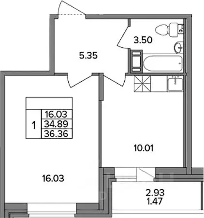 1-к кв. Санкт-Петербург пос. Шушары, Ленсоветовский тер., 19к2 (36.36 ... - Фото 1
