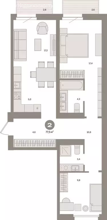 2-комнатная квартира: Екатеринбург, Московская улица, 158 (77.52 м) - Фото 0