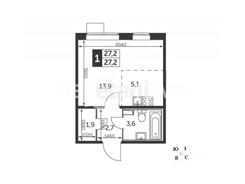 Квартира-студия: Люберцы, Рождественская улица, 6 (27.2 м) - Фото 1