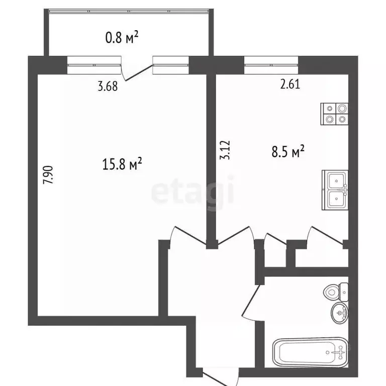 1-к кв. Псковская область, Печоры ул. Мелиораторов, 13 (32.5 м) - Фото 2