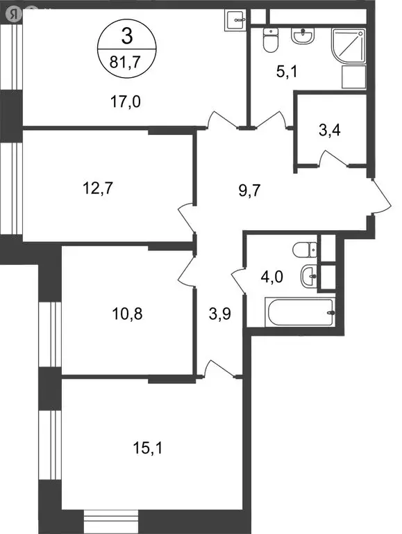 3-комнатная квартира: Московский, улица Никитина, 3к3 (81.7 м) - Фото 1