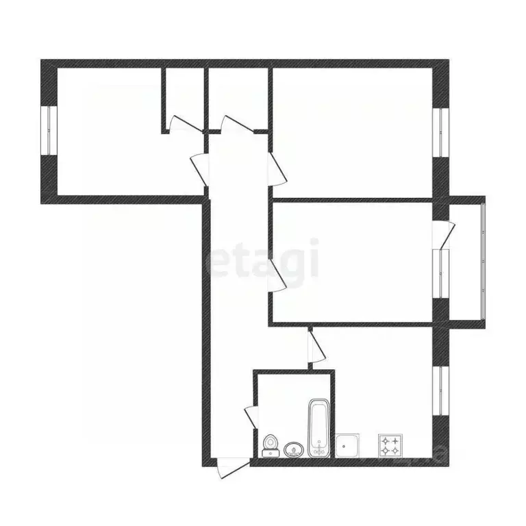 3-к кв. Курганская область, Курган ул. Коли Мяготина, 91 (55.6 м) - Фото 2
