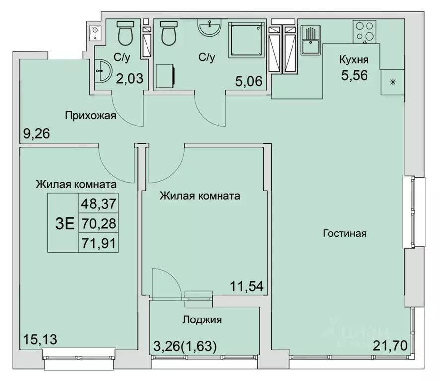 3-к кв. Ростовская область, Батайск  (71.91 м) - Фото 0