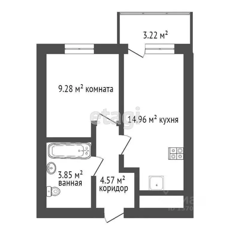 1-к кв. Санкт-Петербург ул. Русановская, 18к3 (33.0 м) - Фото 2