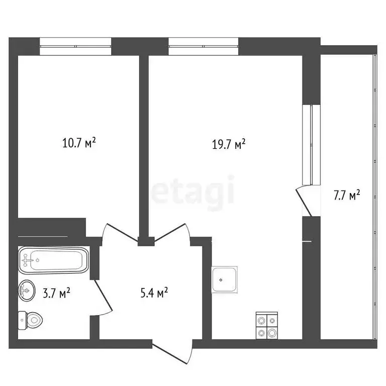 1-комнатная квартира: Тюмень, улица Ю.-Р.Г. Эрвье, 12к1 (39.5 м) - Фото 1