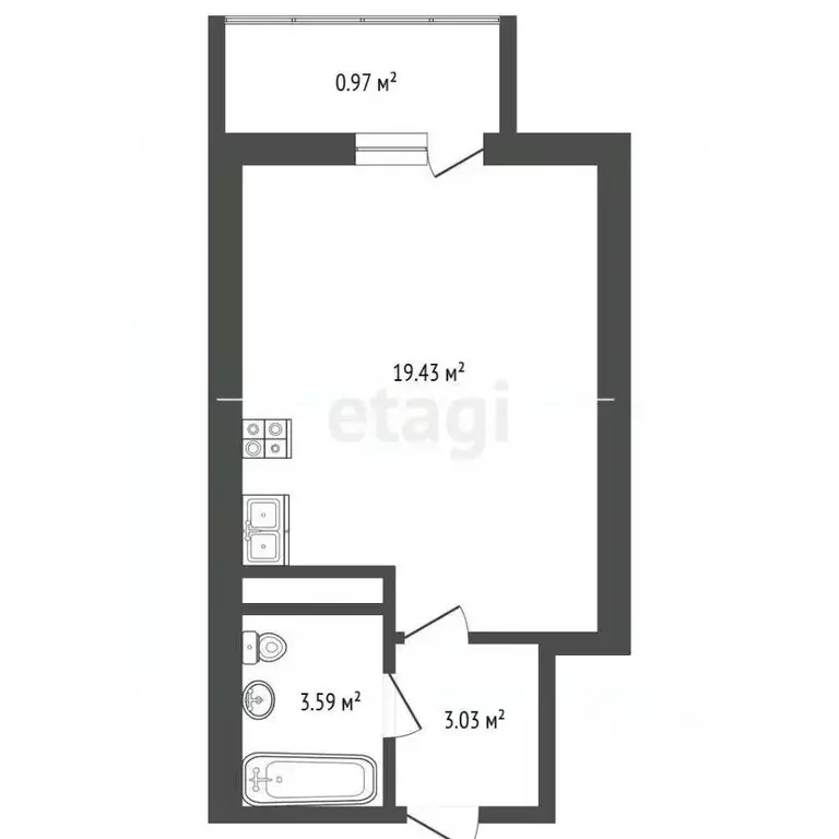 Студия Ярославская область, Ярославль ул. Пашуковская, 11 (27.02 м) - Фото 2