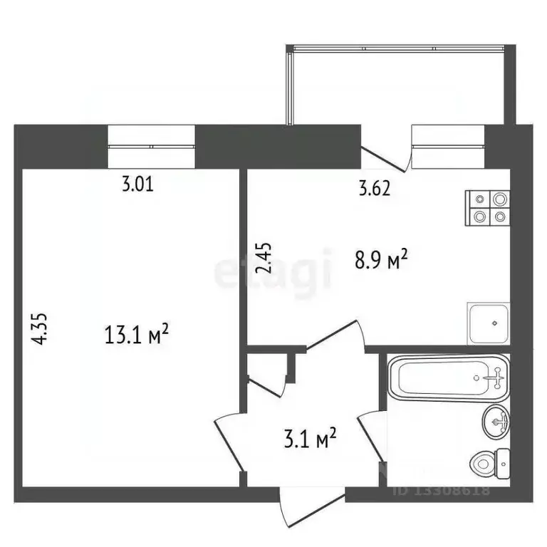 1-к кв. Омская область, Омск Заозерный мкр, просп. Менделеева, 4 (29.0 ... - Фото 2
