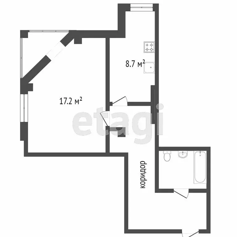 1-комнатная квартира: Тюмень, улица Станислава Карнацевича, 5 (42.6 м) - Фото 1