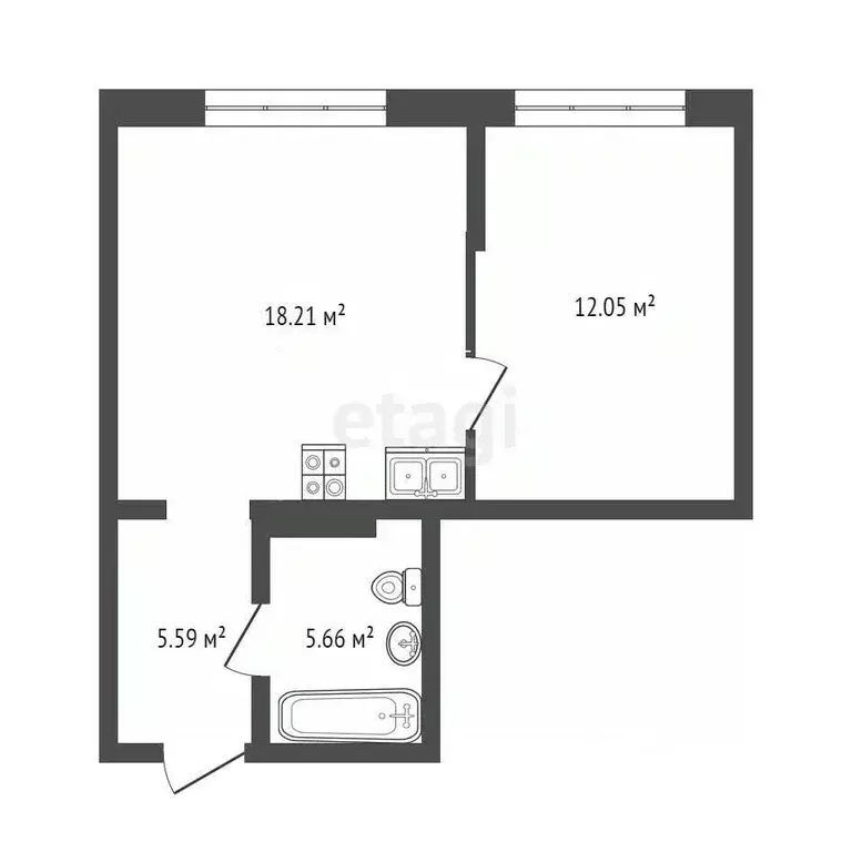 1-к кв. Тюменская область, Тюмень Полевая ул., 108 (41.51 м) - Фото 1