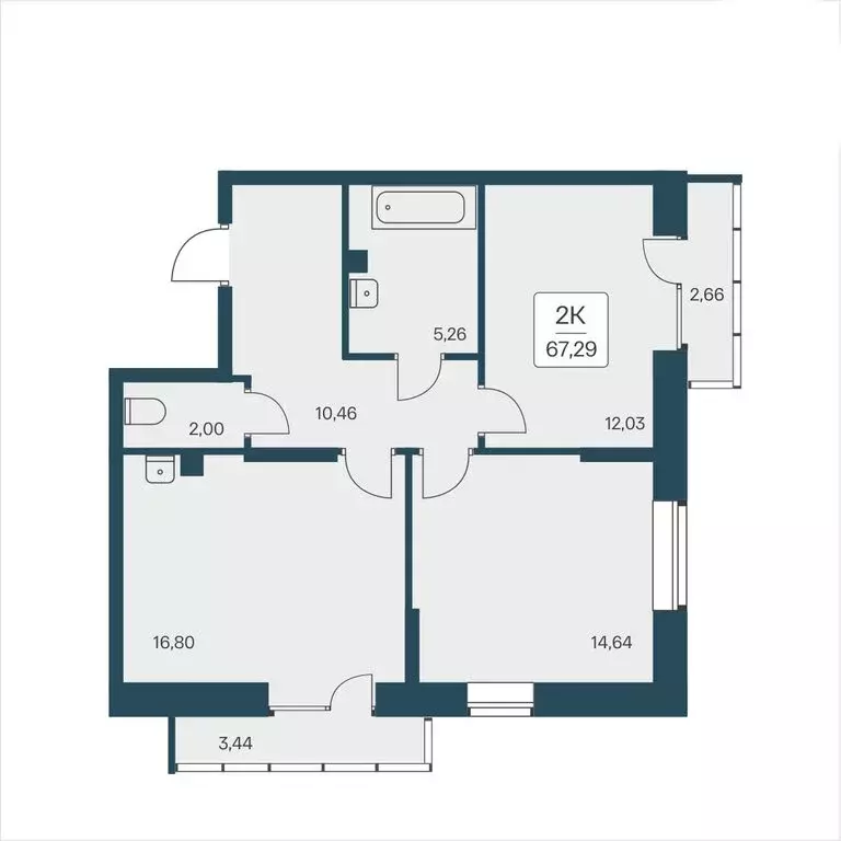 2-комнатная квартира: Новосибирск, улица Дуси Ковальчук, 385 (67.25 м) - Фото 0