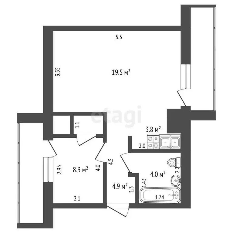 2-комнатная квартира: Самара, улица Строителей, 34 (40.5 м) - Фото 1