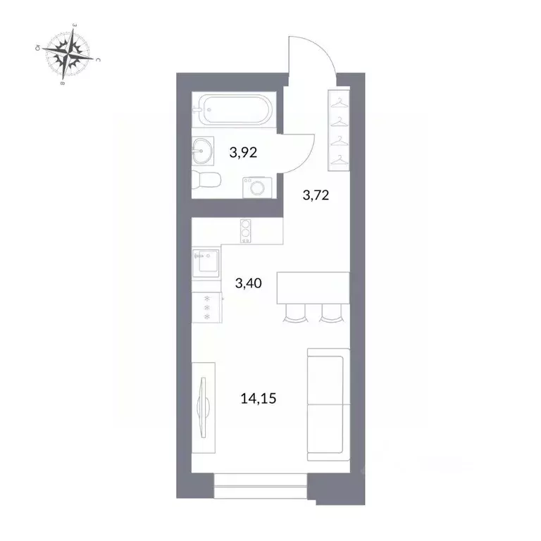 Студия Новосибирская область, Новосибирск ул. Державина, 50 (25.3 м) - Фото 0