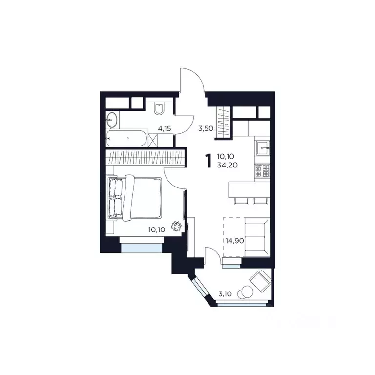 1-к кв. Московская область, Химки  (34.2 м) - Фото 1