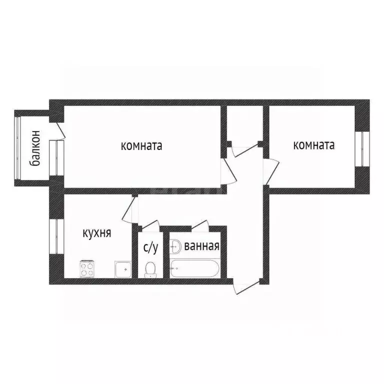 2-к кв. Курганская область, Курган Заозерный жилрайон, 4-й мкр, 21 ... - Фото 1