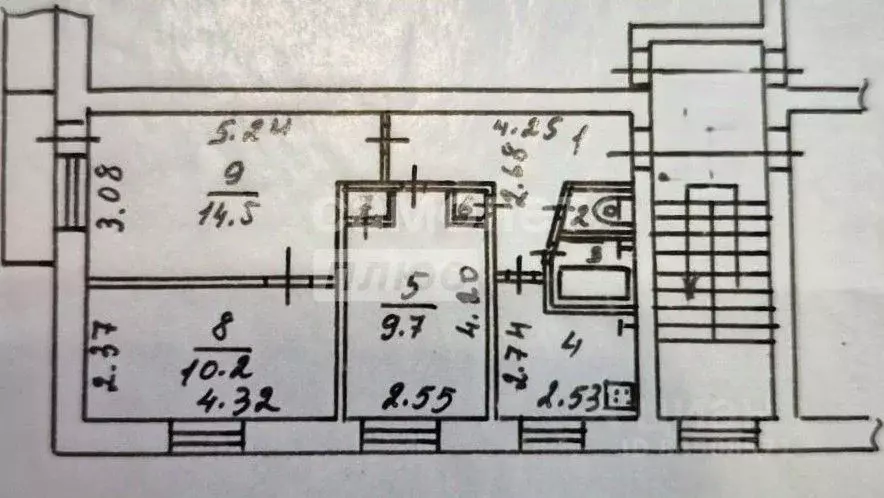 3-к кв. Калужская область, Калуга ул. Калинина, 12 (51.0 м) - Фото 2