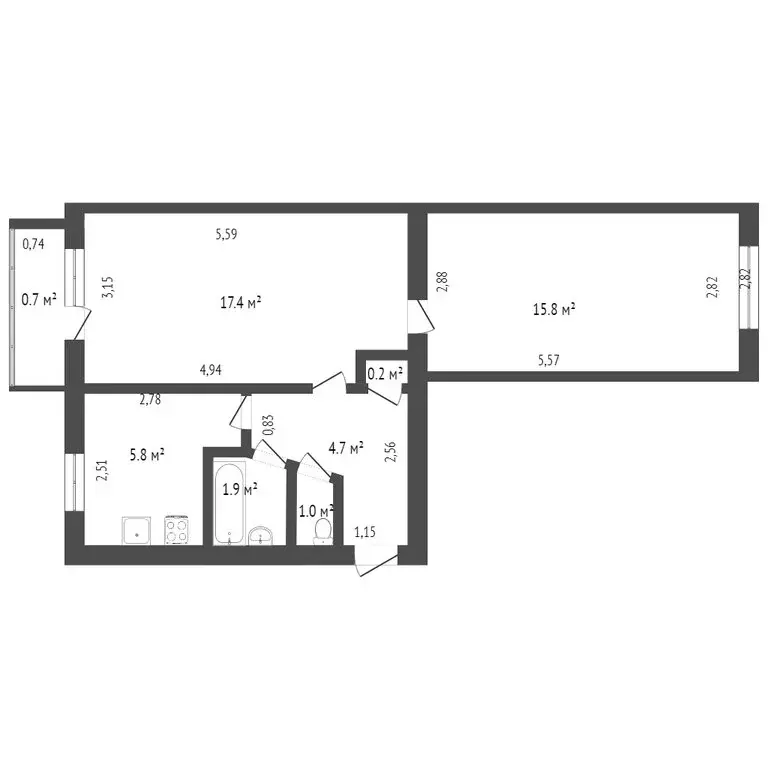 2-комнатная квартира: Стерлитамак, улица Кочетова, 24Г (43.6 м) - Фото 1