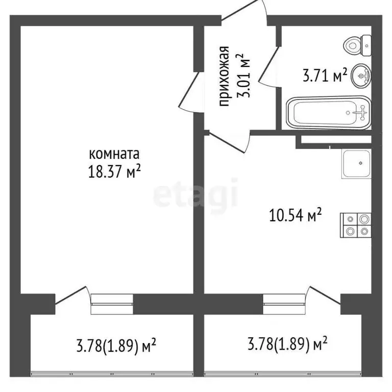 1-к кв. Оренбургская область, Оренбург Пролетарская ул., 298 (40.0 м) - Фото 1