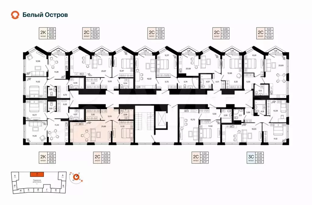 2-к. квартира, 45,5 м, 4/7 эт. - Фото 1