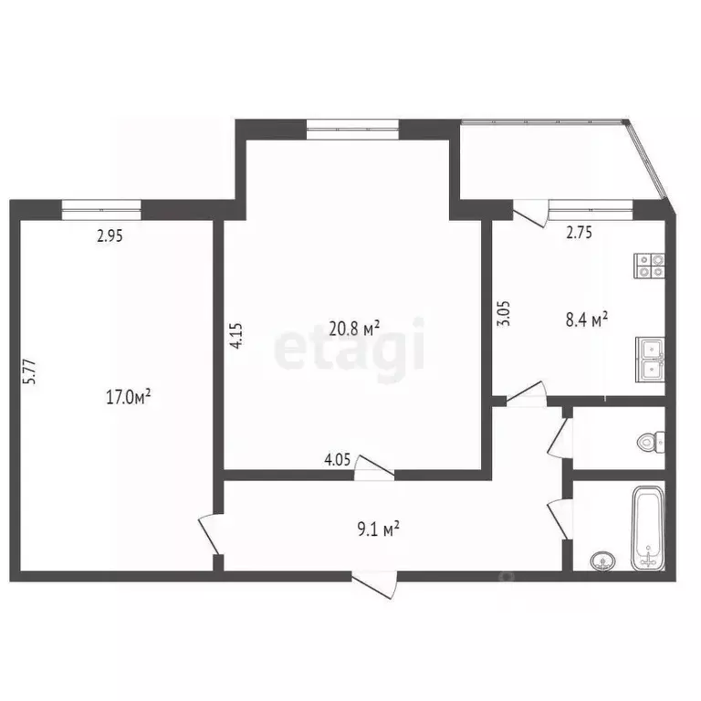 2-к кв. Ямало-Ненецкий АО, Новый Уренгой Юбилейный мкр, 2/3 (53.1 м) - Фото 1