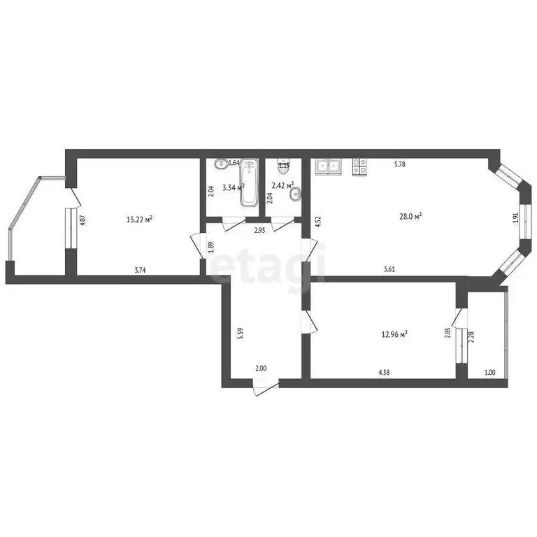 2-комнатная квартира: Тобольск, микрорайон 7А, 27А (75 м) - Фото 0