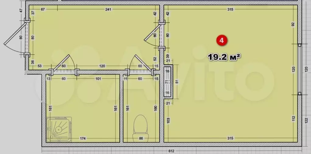 Квартира-студия, 19,2 м, 1/17 эт. - Фото 1