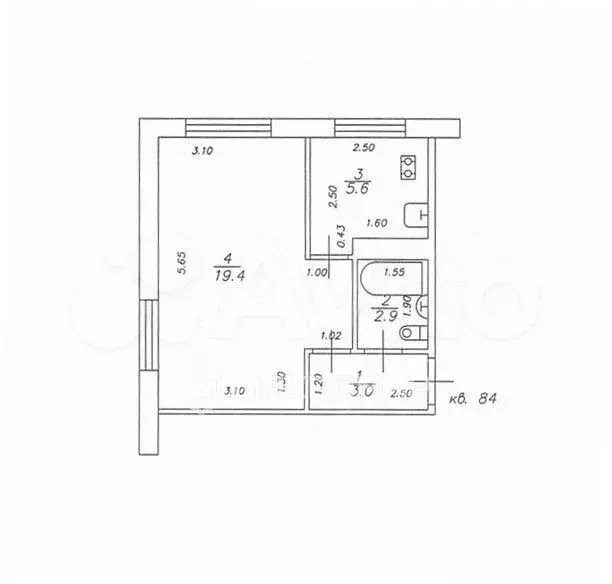 1-к. квартира, 30,9 м, 1/5 эт. - Фото 0