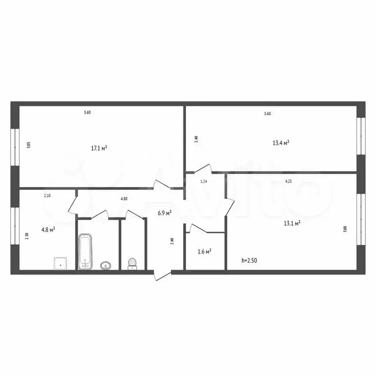 3-к. квартира, 62 м, 1/5 эт. - Фото 0