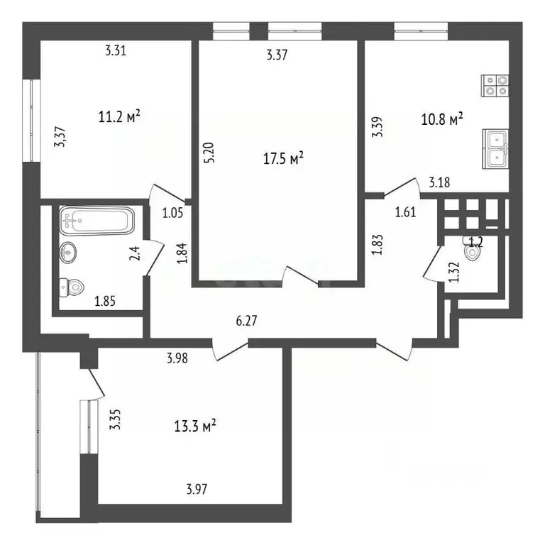 3-к кв. Москва Родниковая ул., 4А (70.3 м) - Фото 2