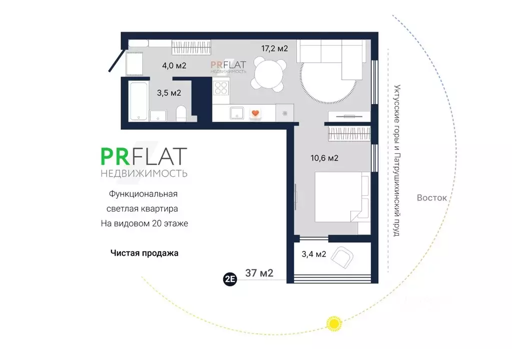 2-к кв. Свердловская область, Екатеринбург ул. Новостроя, 3А (37.0 м) - Фото 1