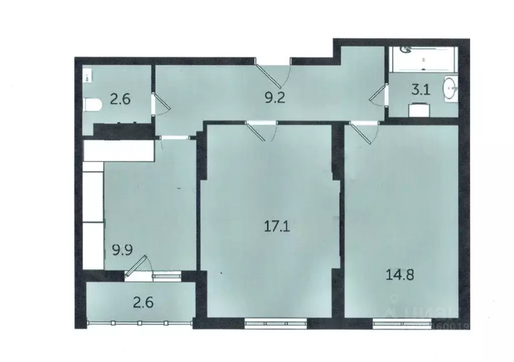 2-к кв. Самарская область, Самара Южное ш., 7 (58.0 м) - Фото 0