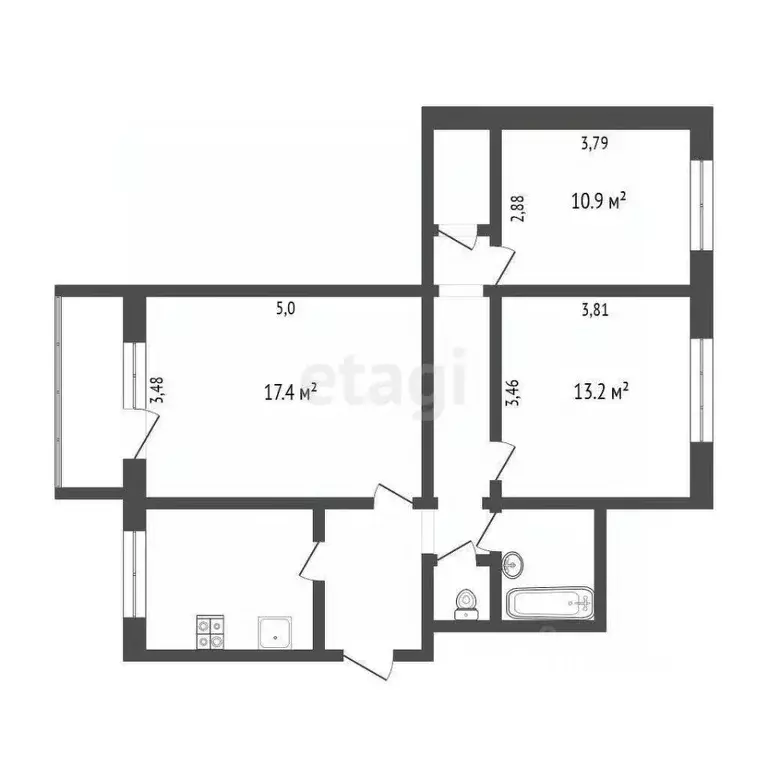 3-к кв. Ханты-Мансийский АО, Когалым ул. Градостроителей, 20 (69.0 м) - Фото 1