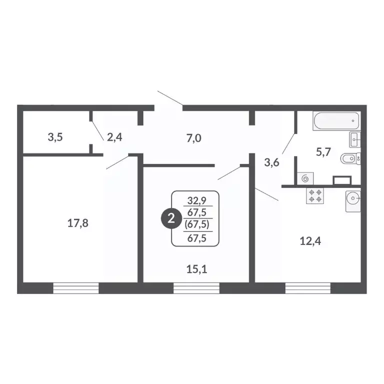 2-к кв. Кировская область, Киров  (67.5 м) - Фото 0