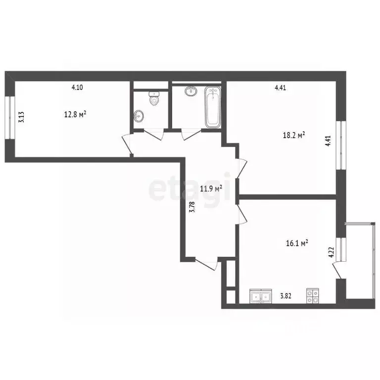 2-к кв. Московская область, Мытищи ул. 2-я Институтская, 24А (64.0 м) - Фото 2