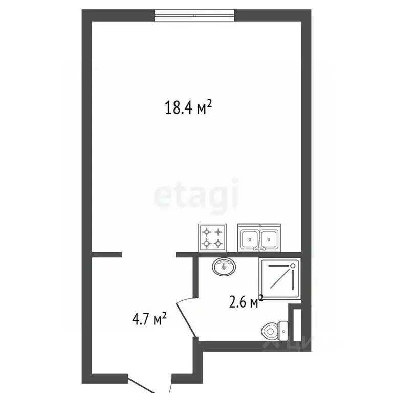 Студия Санкт-Петербург просп. Орлово-Денисовский, 19к2 (25.7 м) - Фото 2