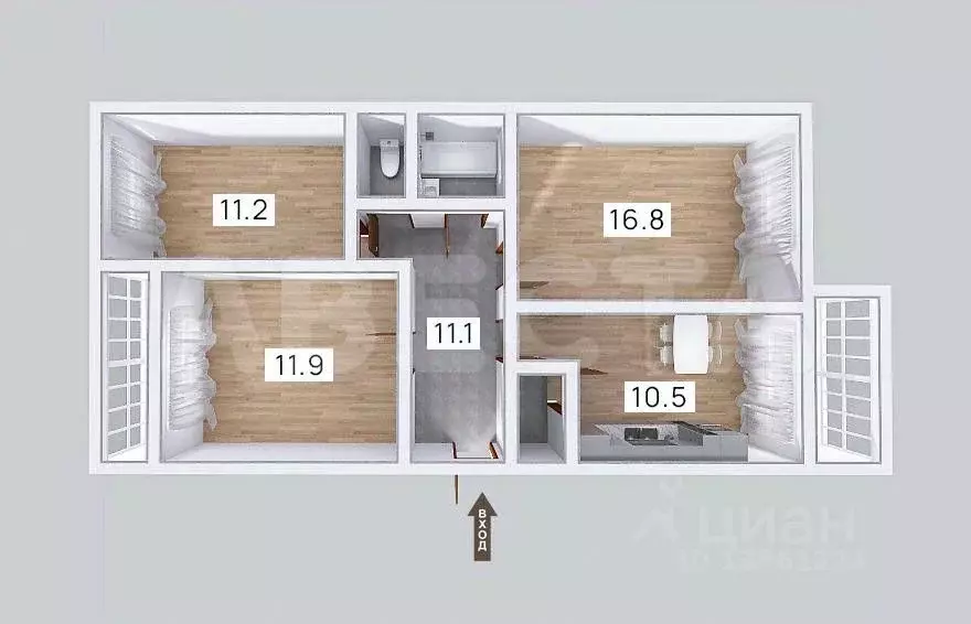 3-к кв. Омская область, Омск пос. 40 лет Октября, ул. 2-я Молодежная, ... - Фото 2