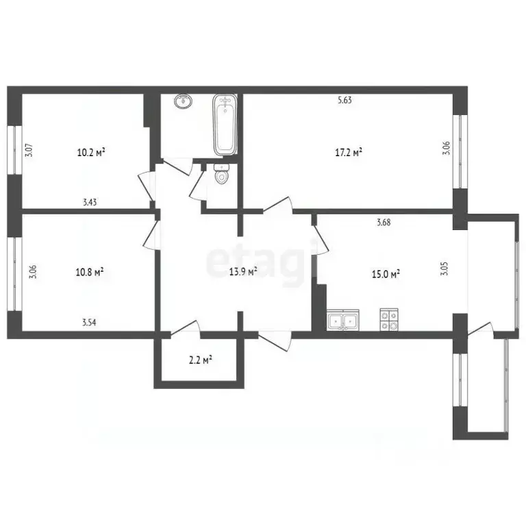 3-к кв. Камчатский край, Елизово ул. Гришечко, 9 (73.8 м) - Фото 2