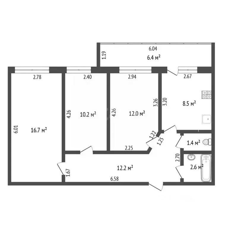 3-к кв. Тюменская область, Ялуторовский муниципальный округ, с. ... - Фото 2