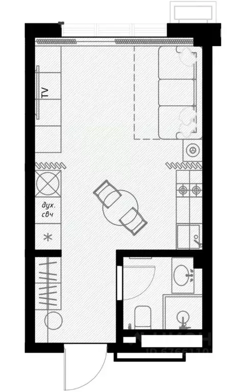 Студия Краснодарский край, Сочи ул. Ленина, 290/8к2 (25.3 м) - Фото 0