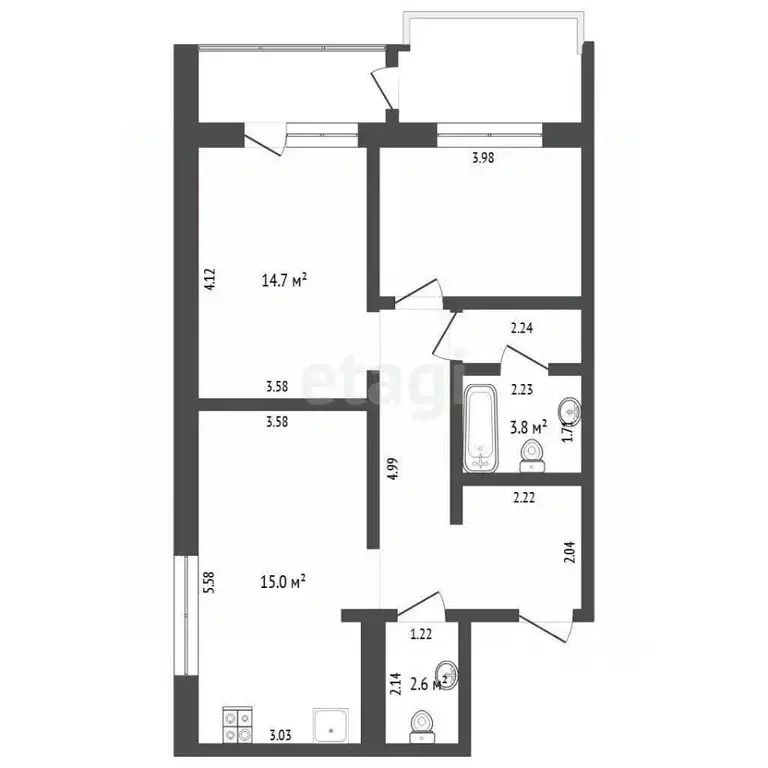 2-к кв. Тюменская область, Тюмень ул. Ю.-Р.Г. Эрвье, 30к4 (64.0 м) - Фото 0
